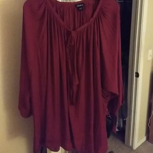 Simply Emma 3X 3/4 Sleeve Sheer Blouse.